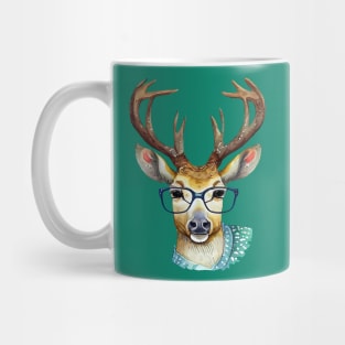 Cute Deer with Glasses Watercolor Artwork Mug